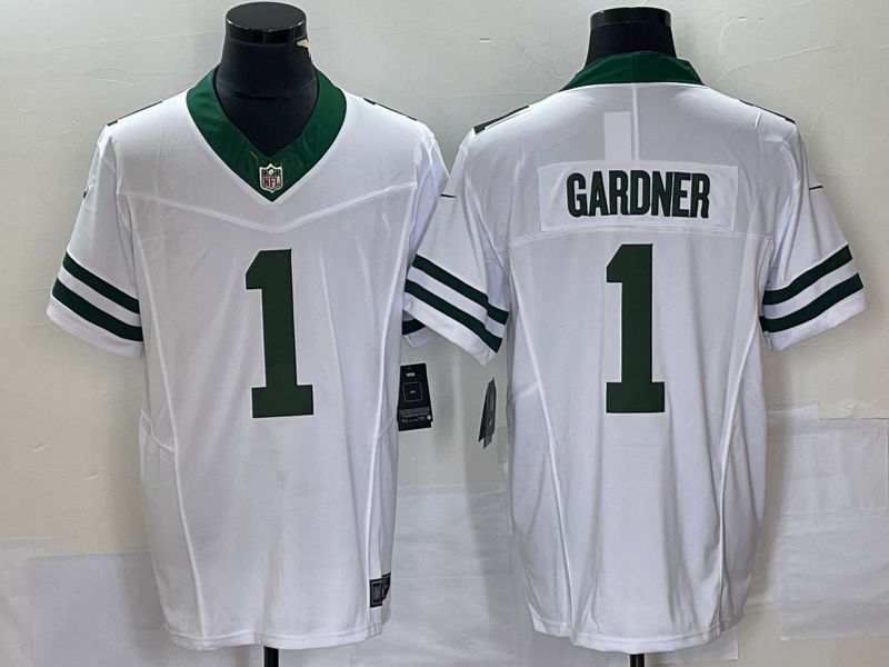 Men New York Jets 1 Gardner White Nike Throwback Player Game NFL Jersey